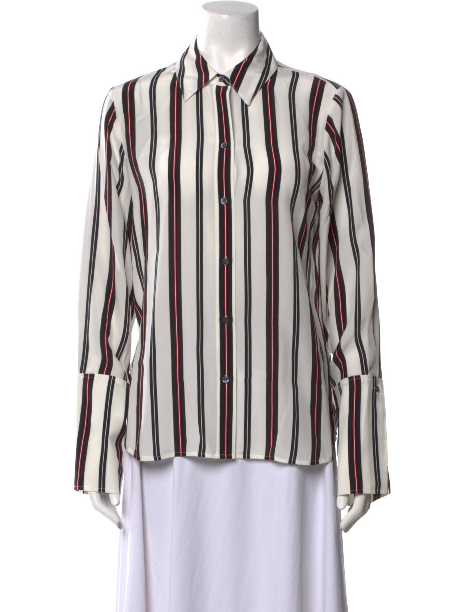 FRAME Silk Striped Button-Up Top