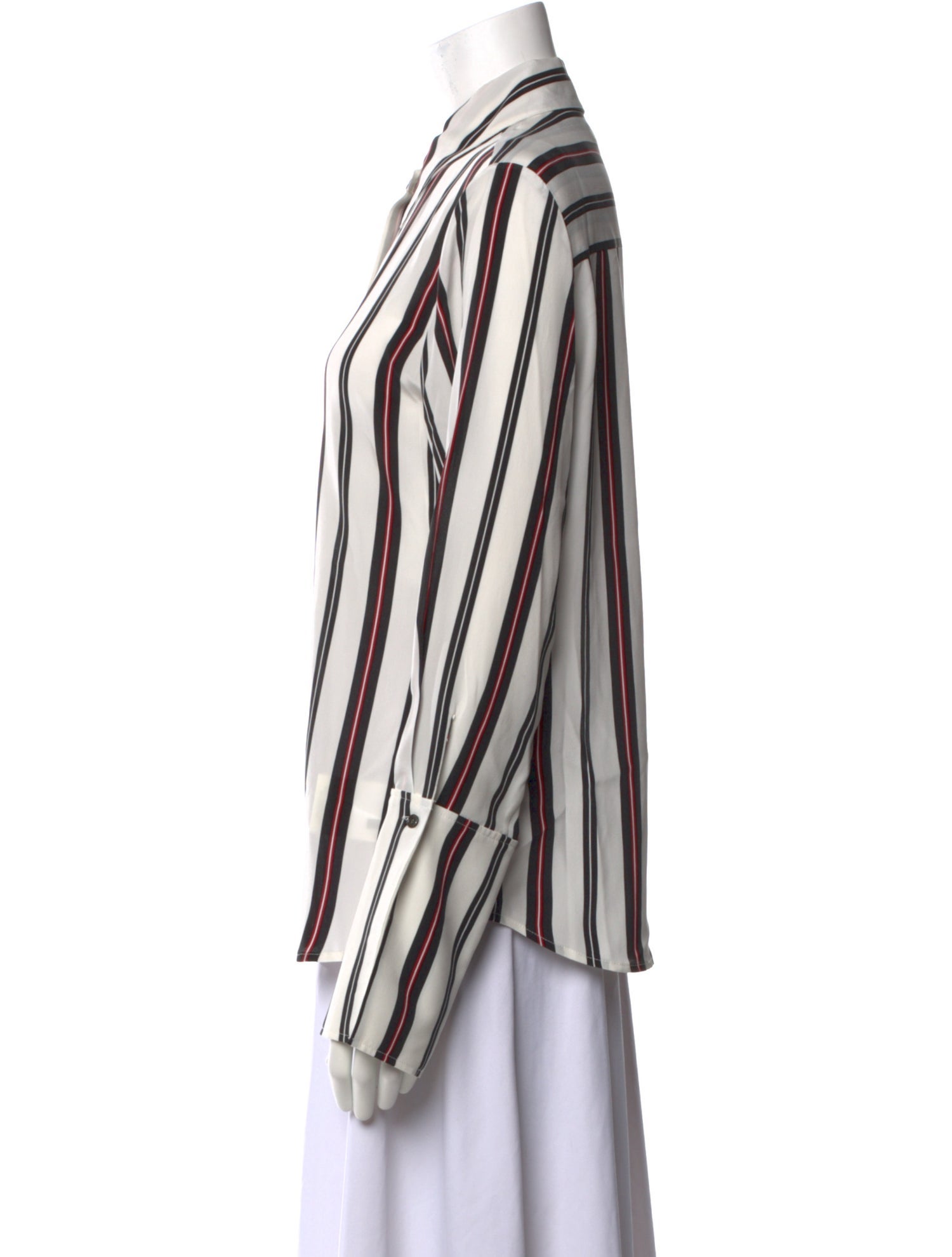 FRAME Silk Striped Button-Up Top