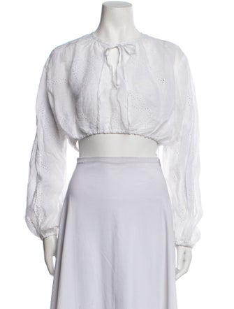 FRAME Crew Neck Long Sleeve Crop Top