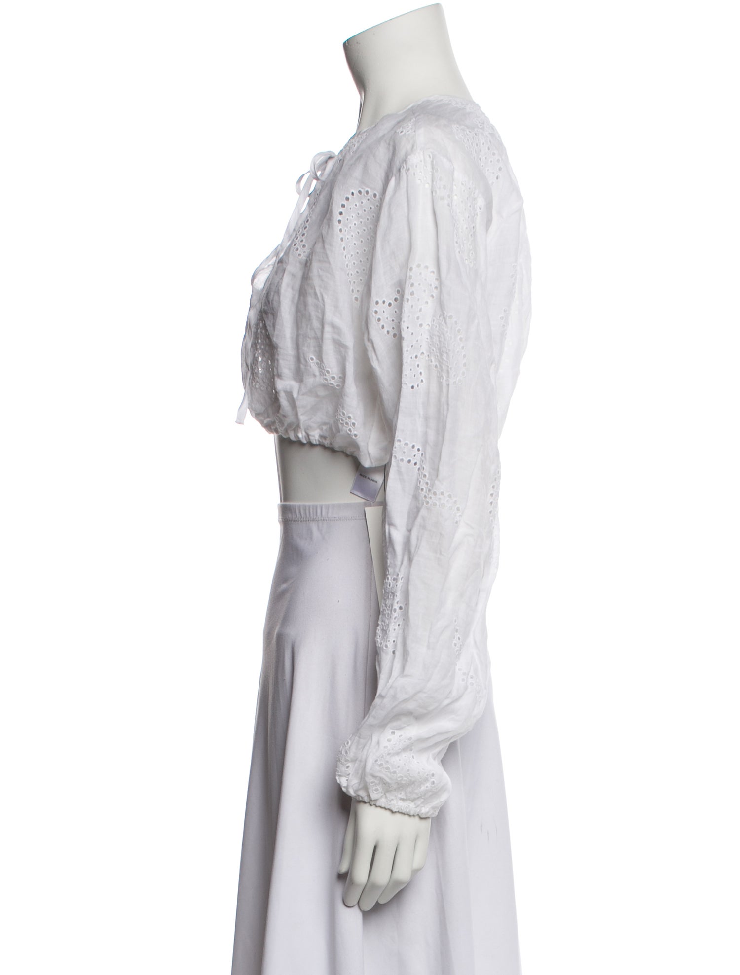 FRAME Crew Neck Long Sleeve Crop Top