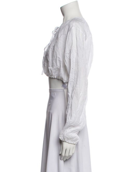 FRAME Crew Neck Long Sleeve Crop Top