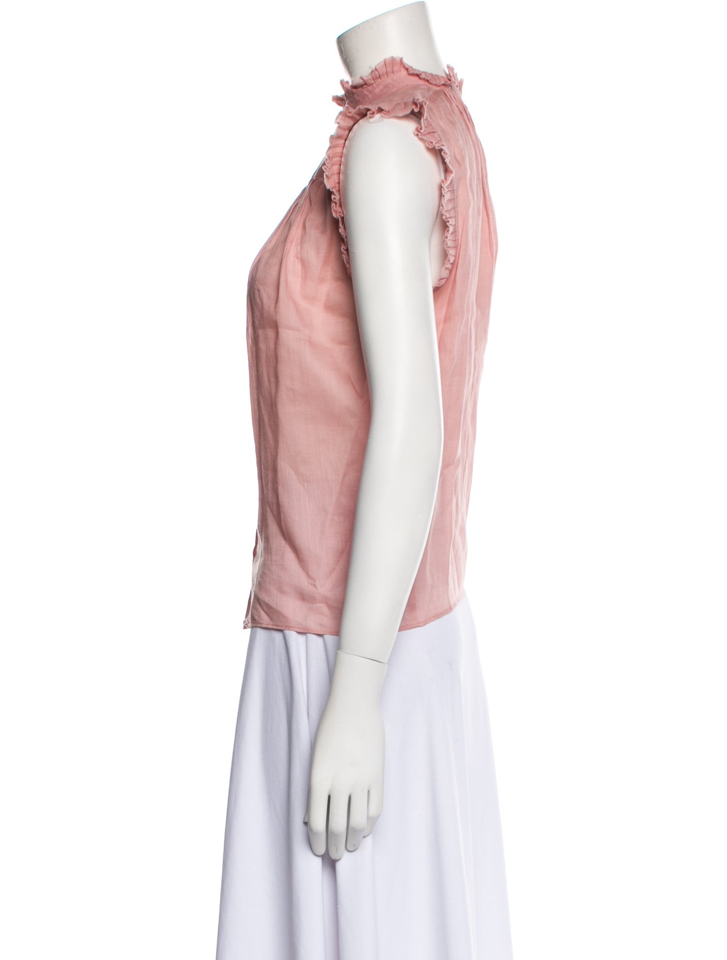 FRAME Mock Neck Short Sleeve Button-Up Top