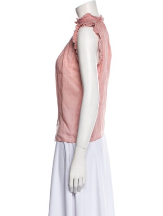 FRAME Mock Neck Short Sleeve Button-Up Top