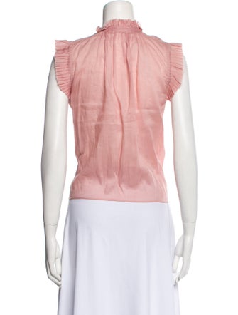 FRAME Mock Neck Short Sleeve Button-Up Top