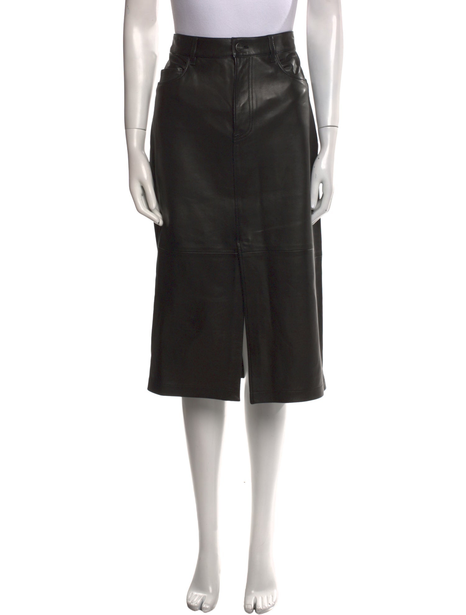 FRAME Leather Midi Length Skirt