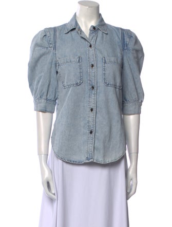 FRAME Three-Quarter Sleeve Button-Up Top