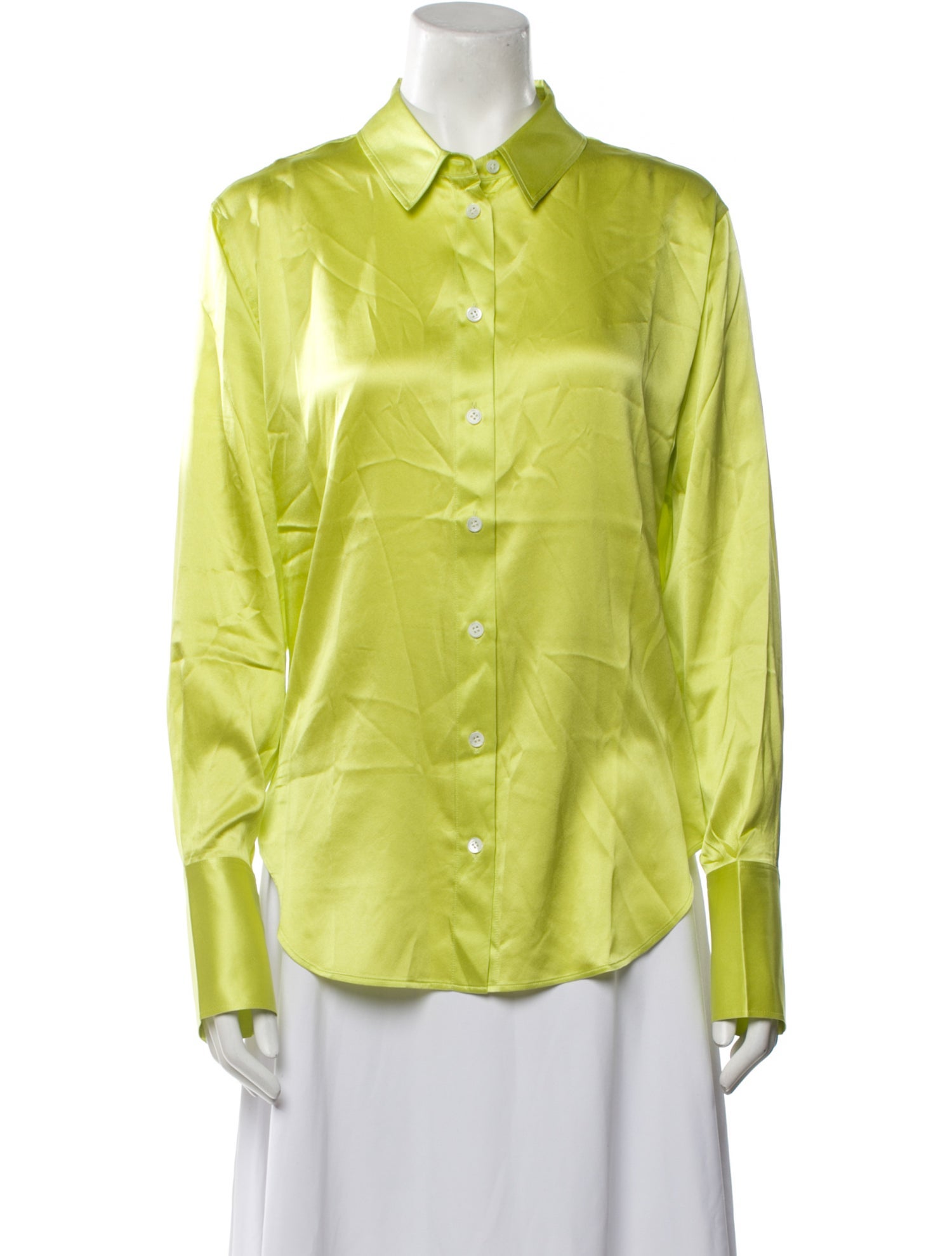 FRAME Silk Long Sleeve Button-Up Top w/ Tags