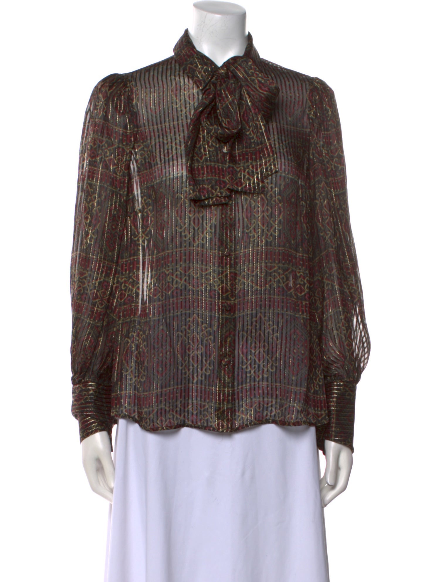 FRAME Silk Striped Button-Up Top