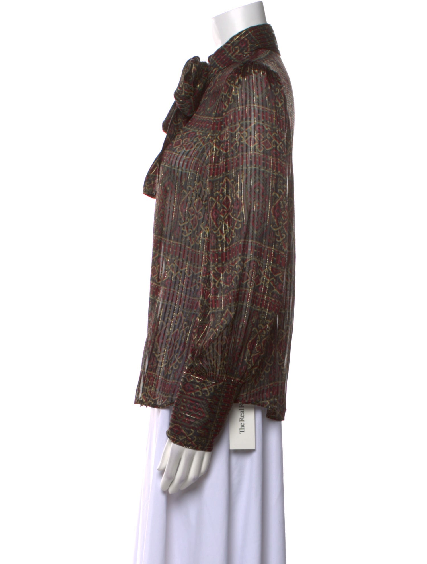 FRAME Silk Striped Button-Up Top