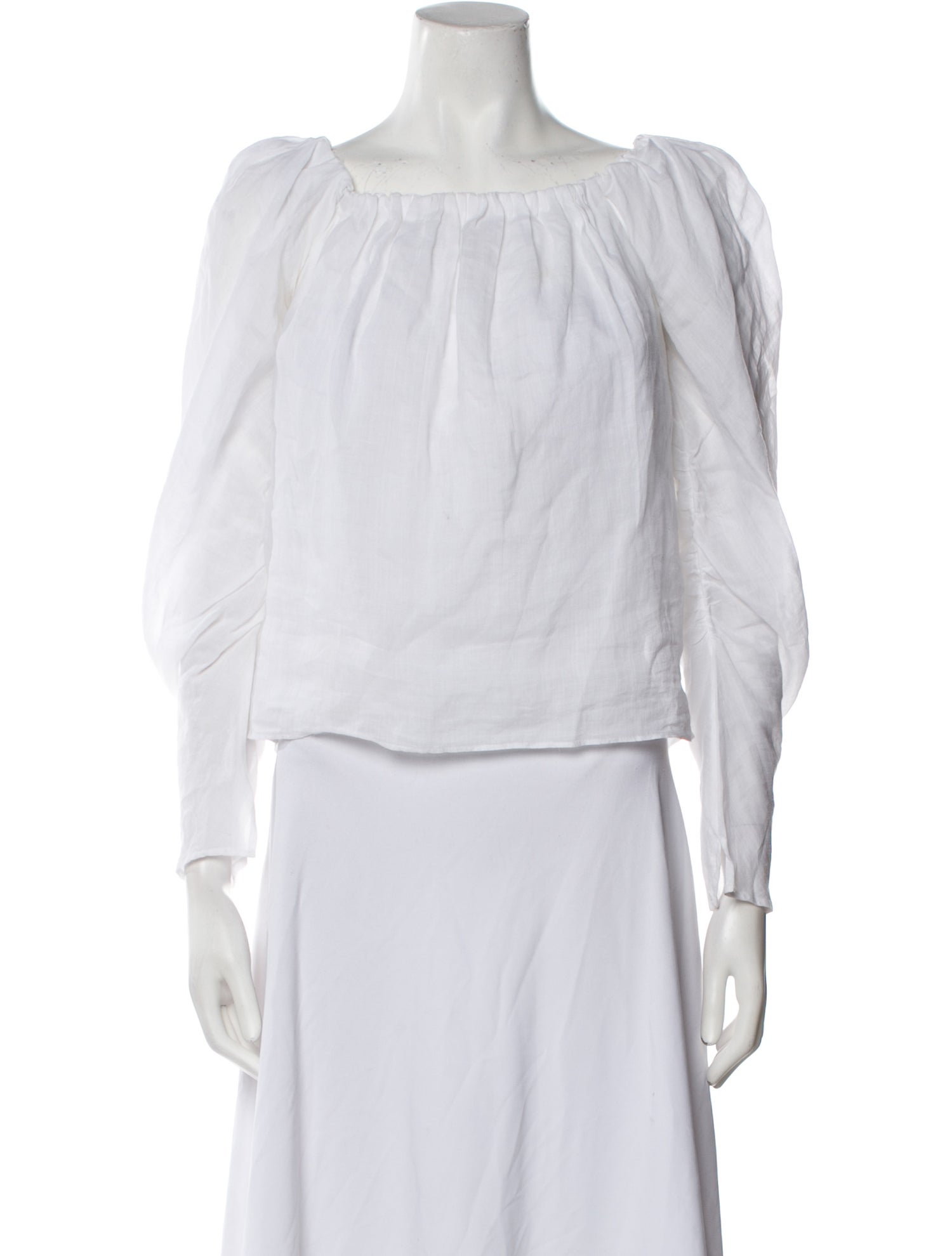 FRAME Off-The-Shoulder Three-Quarter Sleeve Crop Top