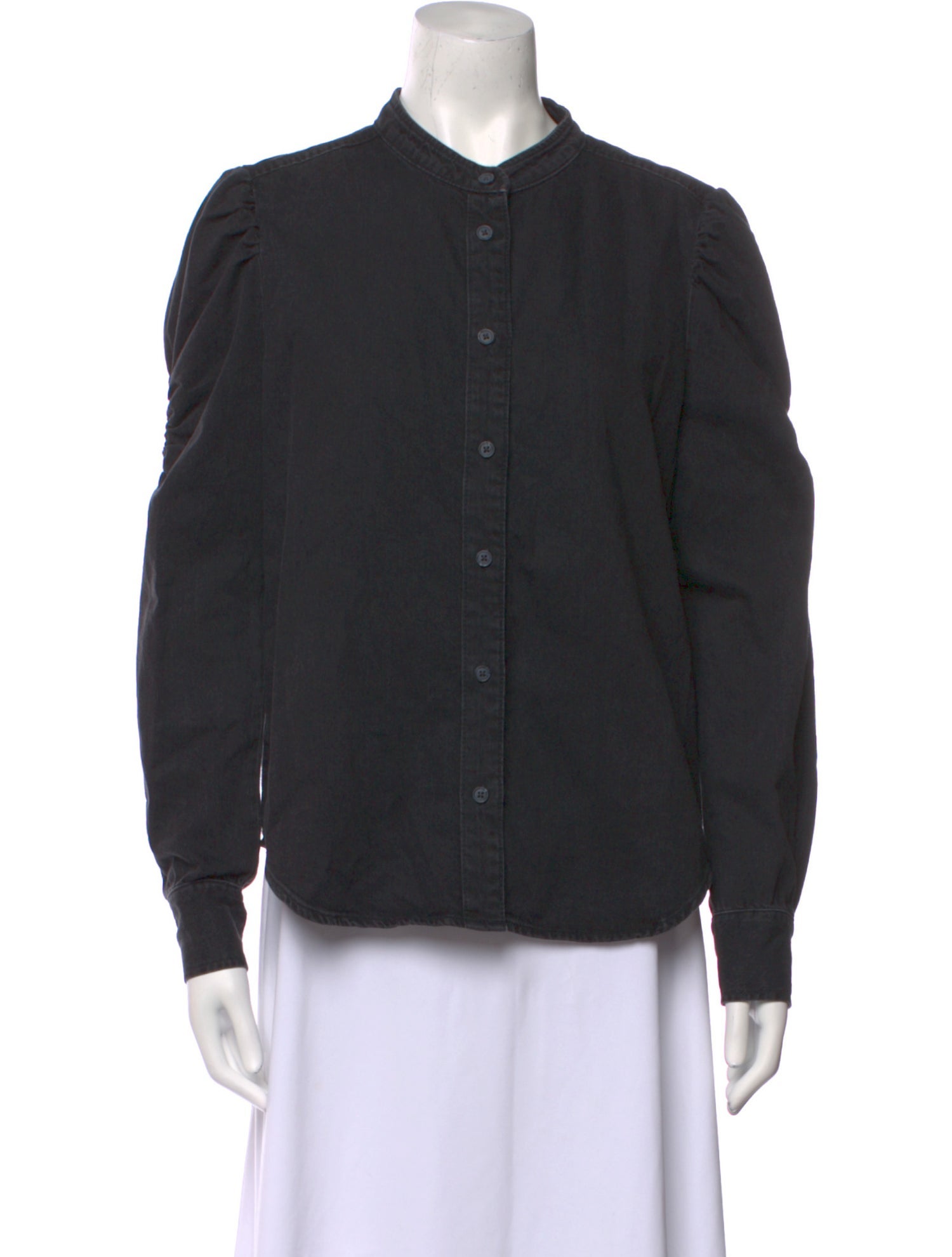 FRAME Mock Neck Long Sleeve Button-Up Top