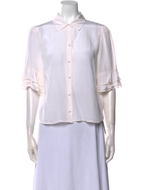 FRAME Silk Three-Quarter Sleeve Button-Up Top