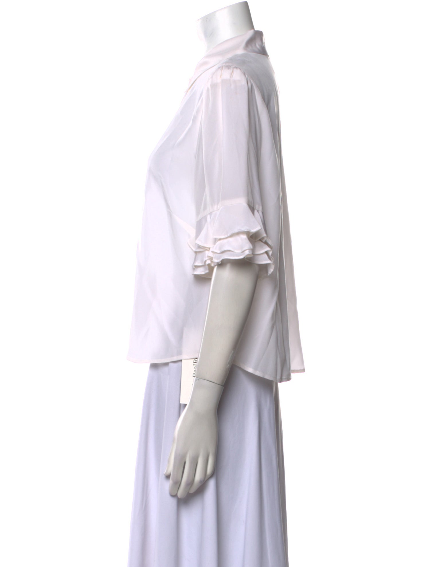 FRAME Silk Three-Quarter Sleeve Button-Up Top