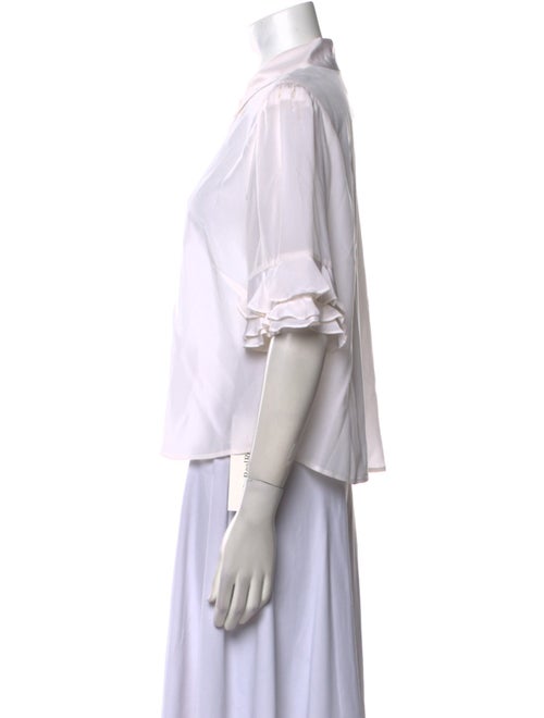 FRAME Silk Three-Quarter Sleeve Button-Up Top