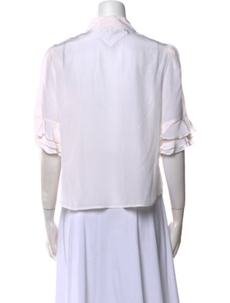 FRAME Silk Three-Quarter Sleeve Button-Up Top