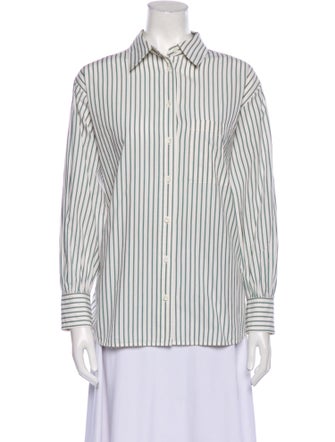 FRAME Striped Long Sleeve Button-Up Top