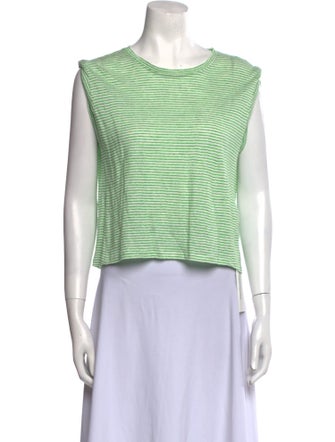 FRAME Linen Striped Crop Top