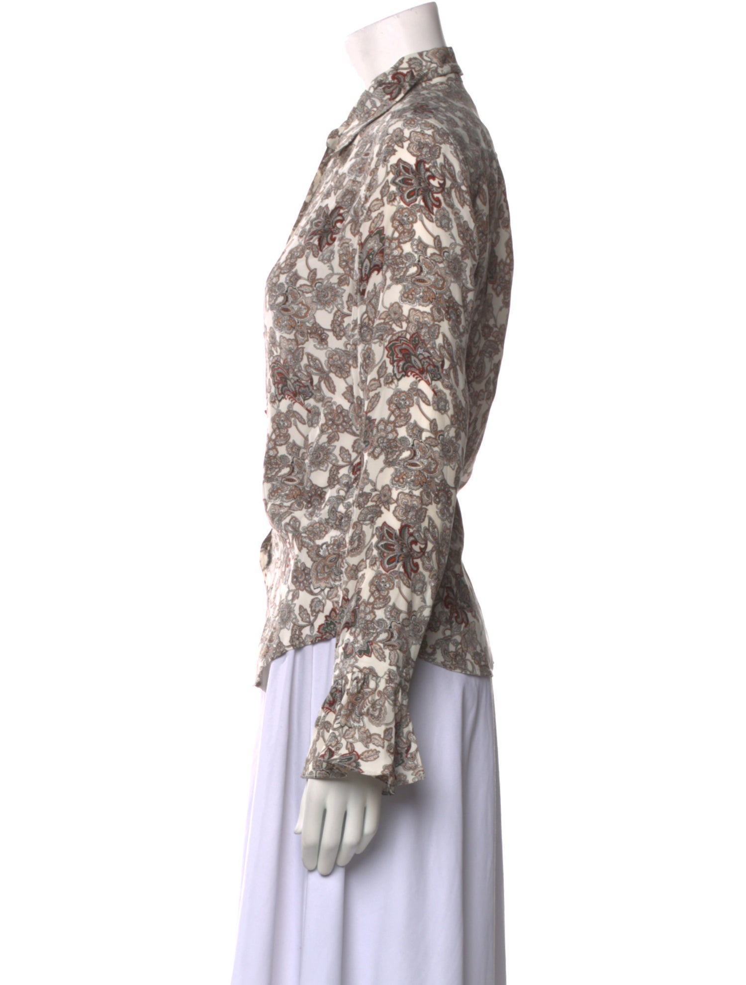 FRAME Silk Floral Print Button-Up Top