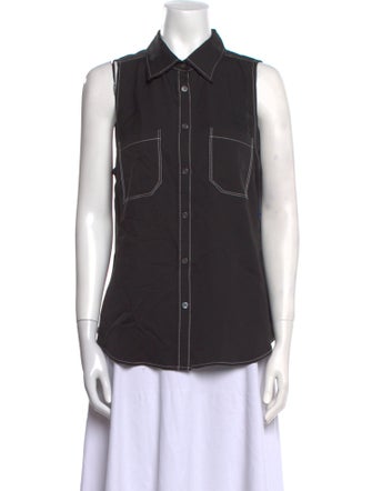 FRAME Silk Sleeveless Button-Up Top