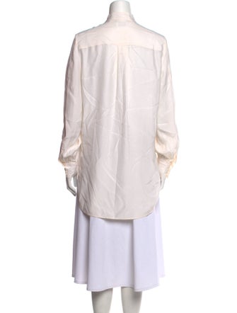 FRAME Silk Mock Neck Button-Up Top