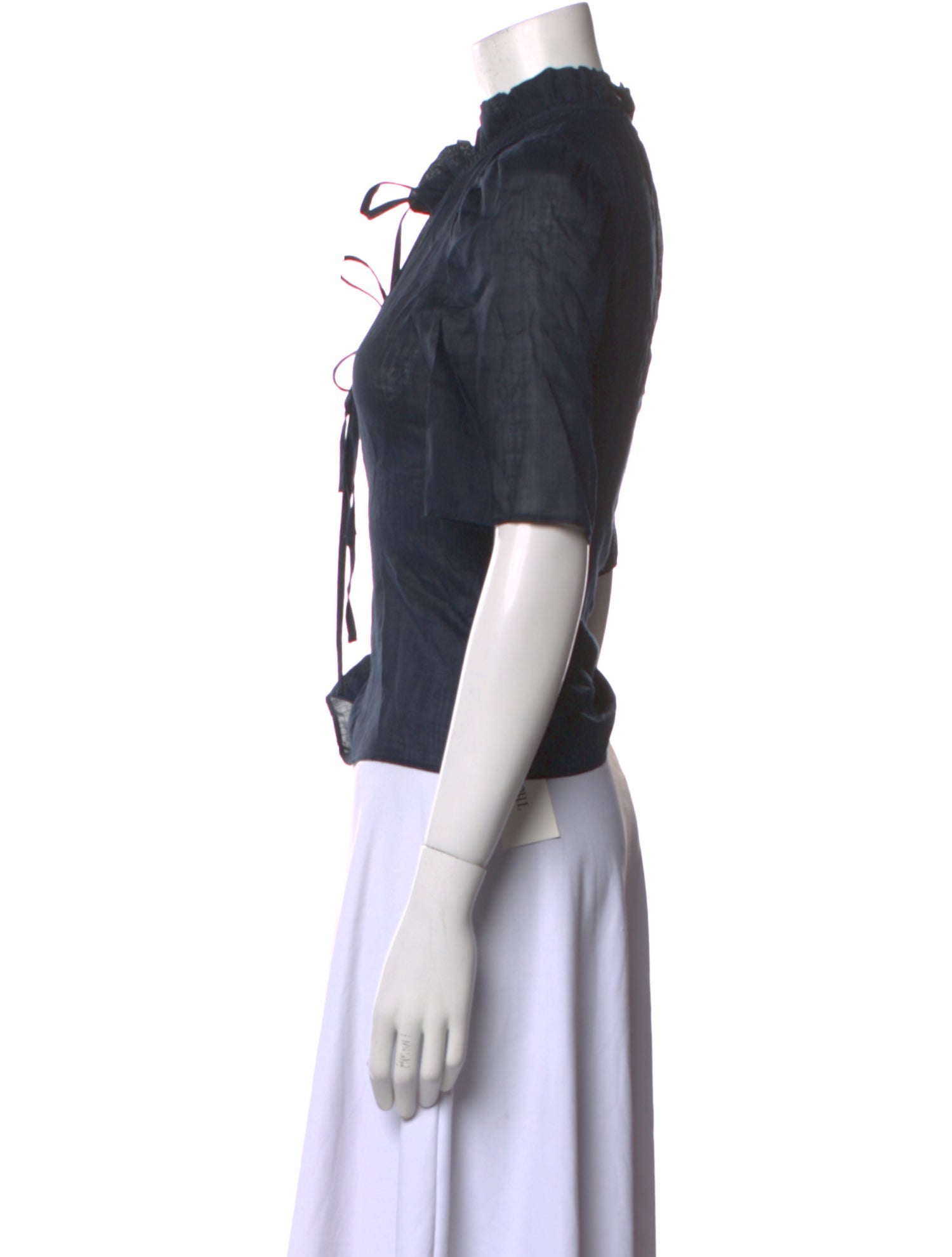 FRAME Mock Neck Short Sleeve Button-Up Top