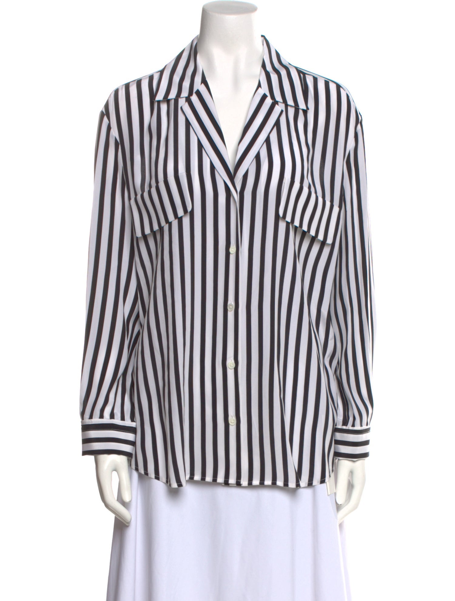 FRAME Silk Striped Button-Up Top