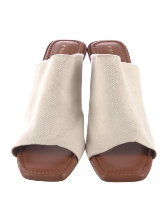 FRAME Canvas Leather Trim Embellishment Slides