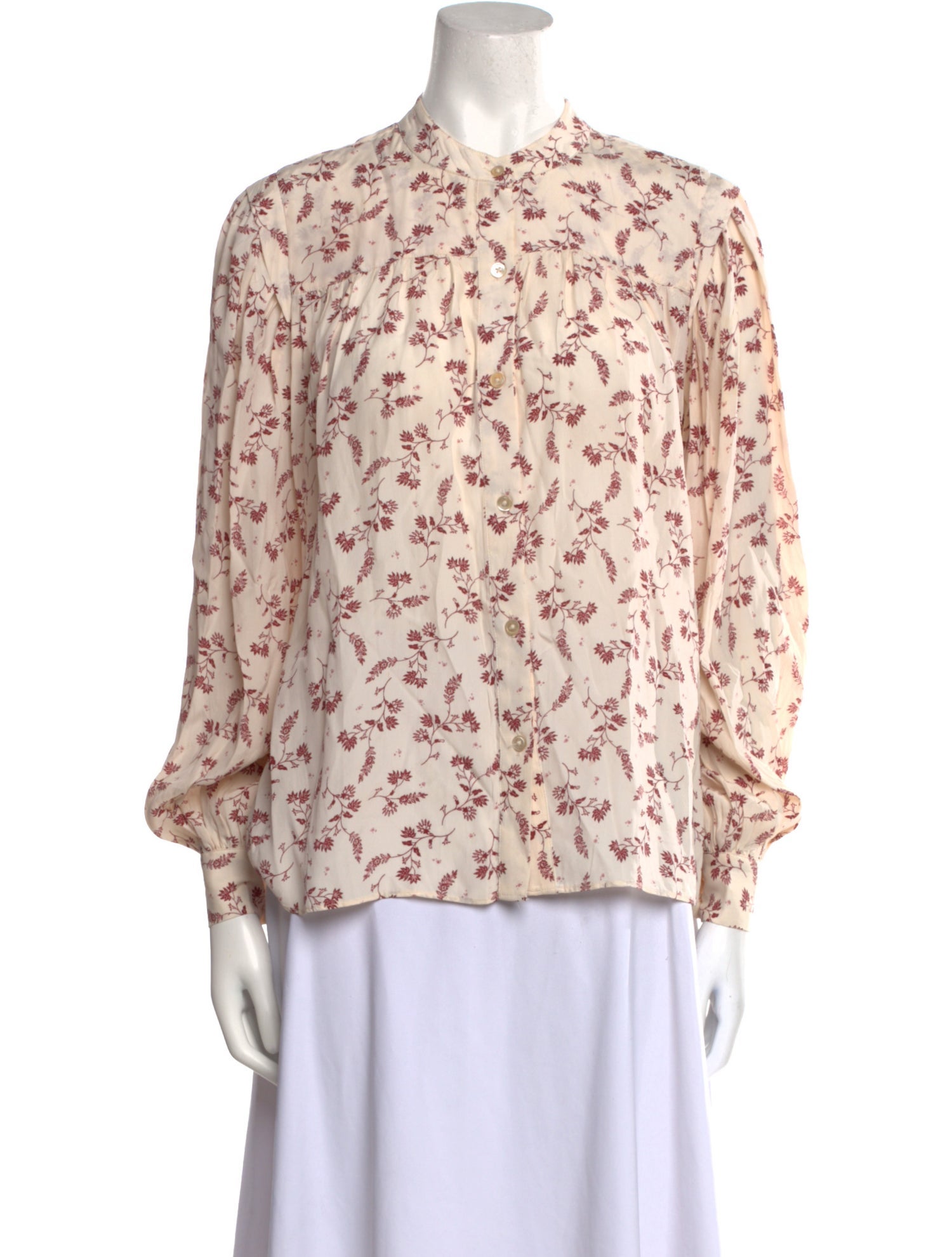 FRAME Floral Print Mock Neck Blouse