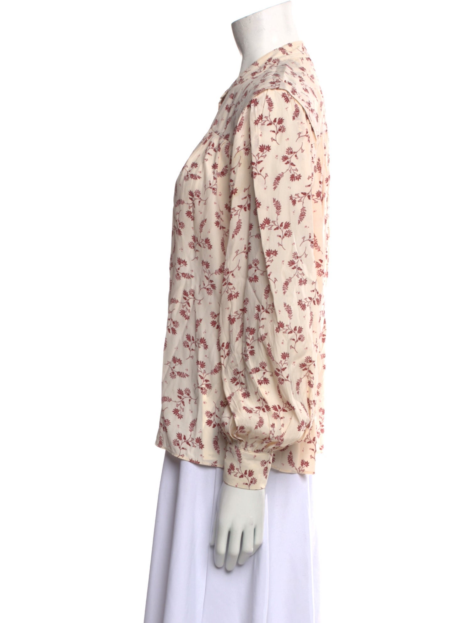 FRAME Floral Print Mock Neck Blouse