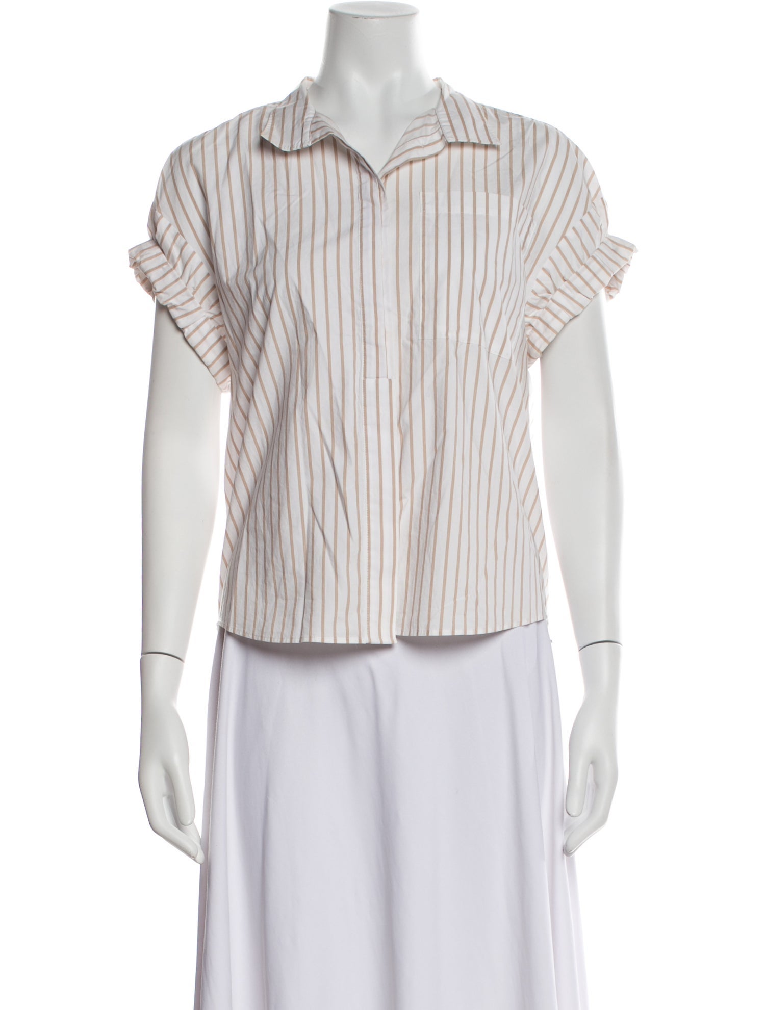 FRAME Striped Short Sleeve Button-Up Top