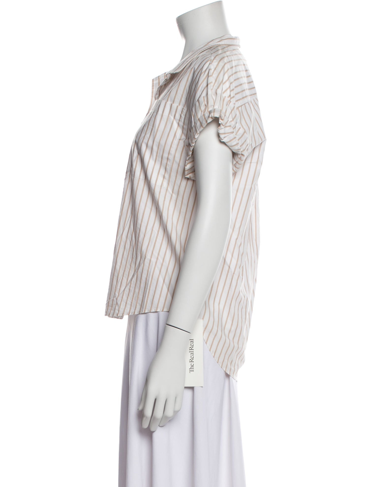 FRAME Striped Short Sleeve Button-Up Top