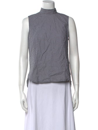 FRAME Plaid Print Mock Neck Top