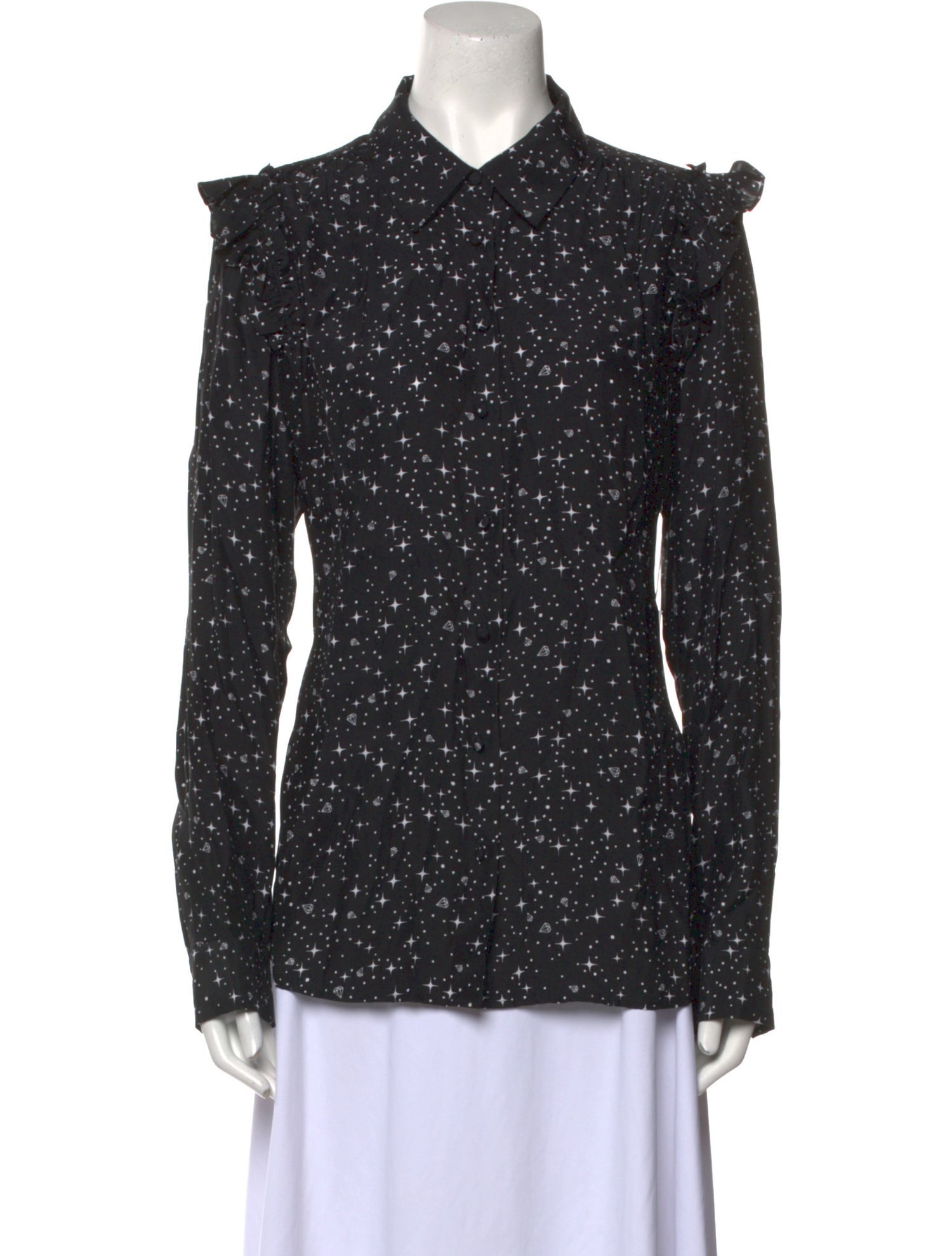 FRAME Silk Printed Button-Up Top w/ Tags