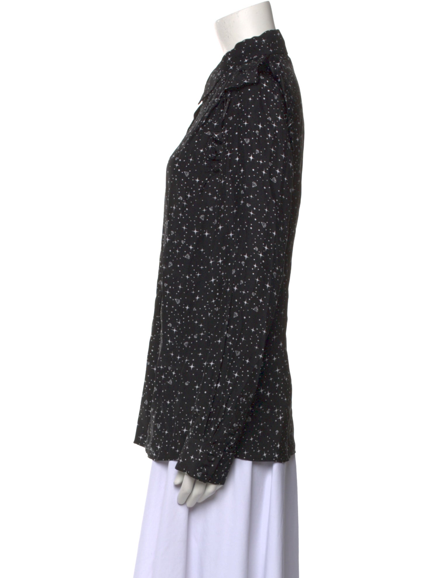 FRAME Silk Printed Button-Up Top w/ Tags