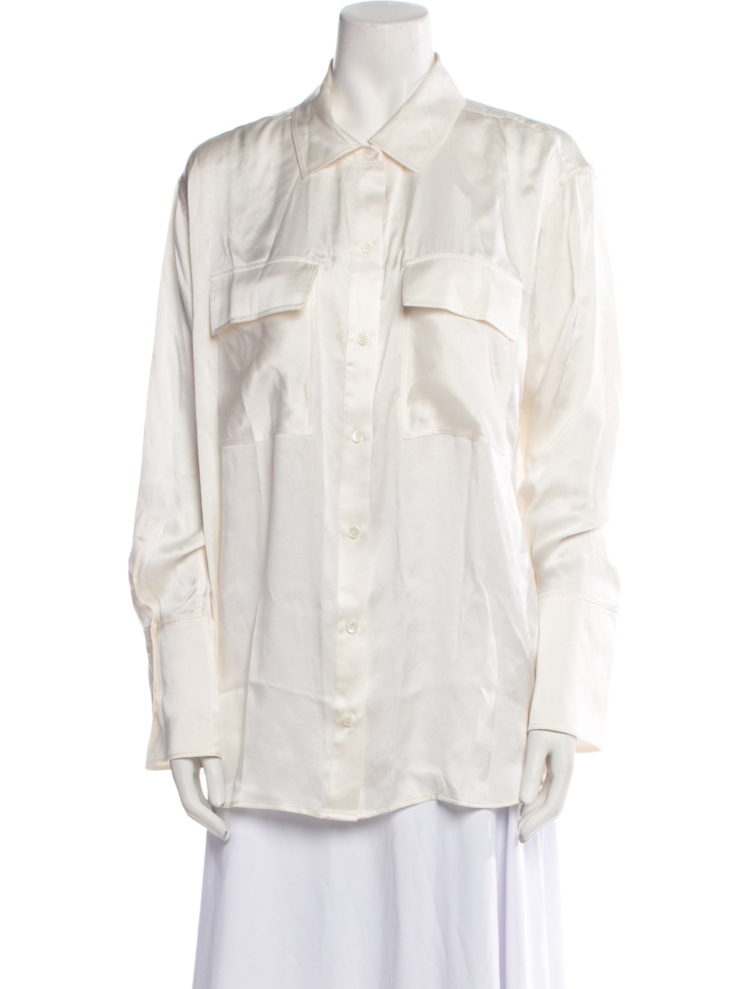FRAME Silk Long Sleeve Button-Up Top