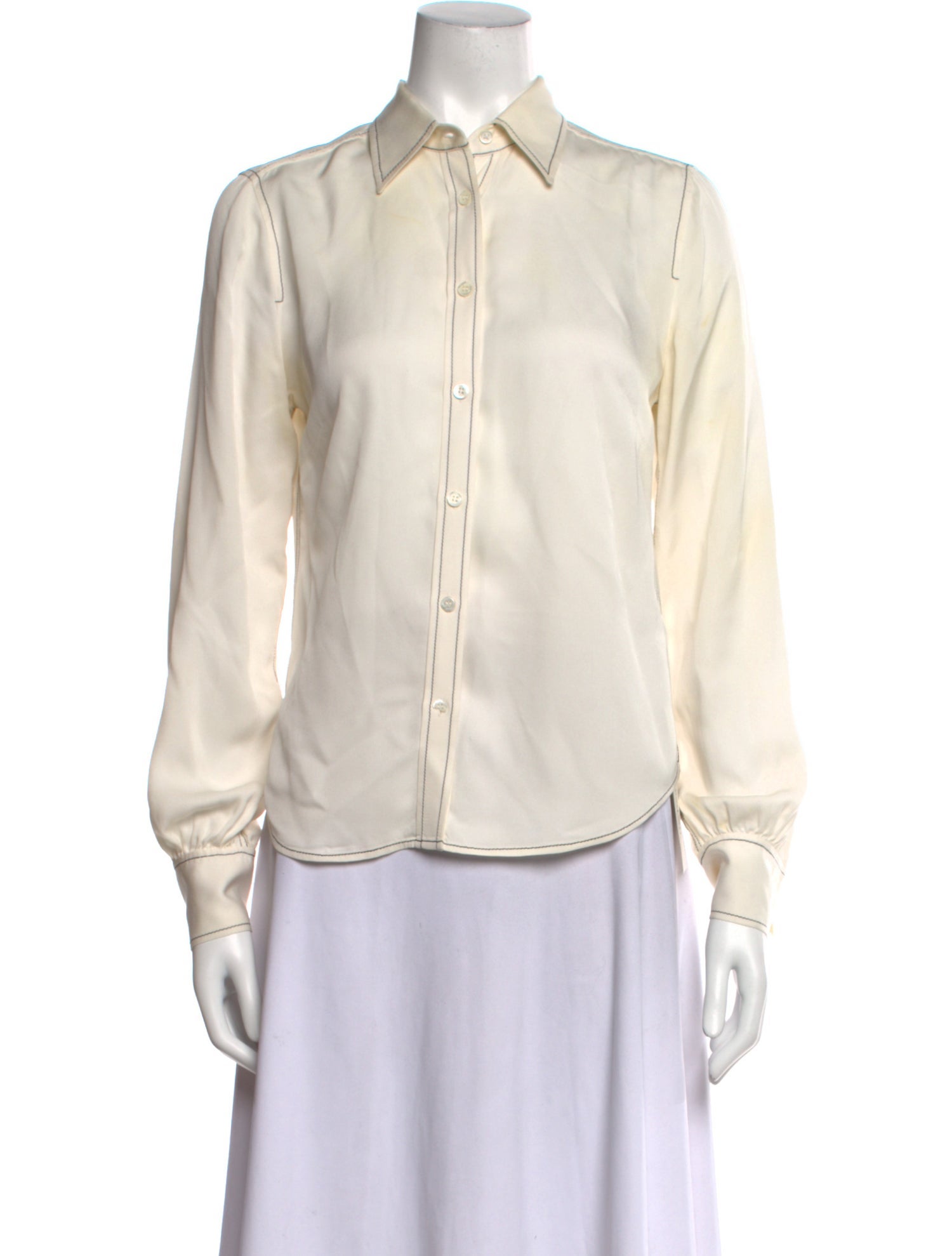 FRAME Silk Long Sleeve Button-Up Top