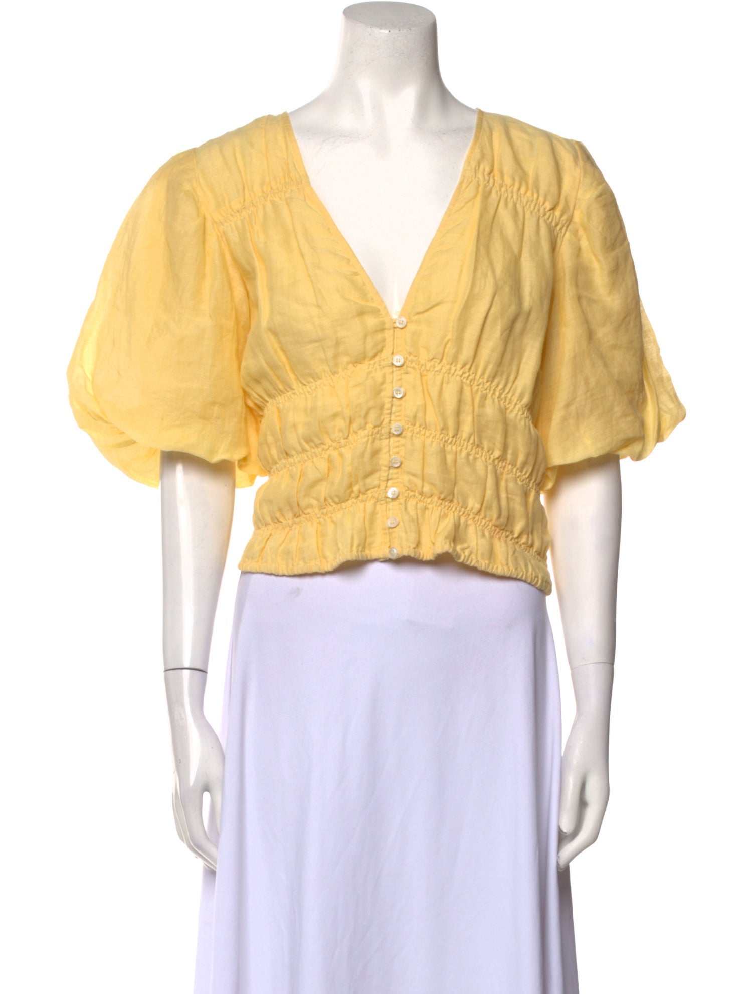 FRAME V-Neck Short Sleeve Crop Top