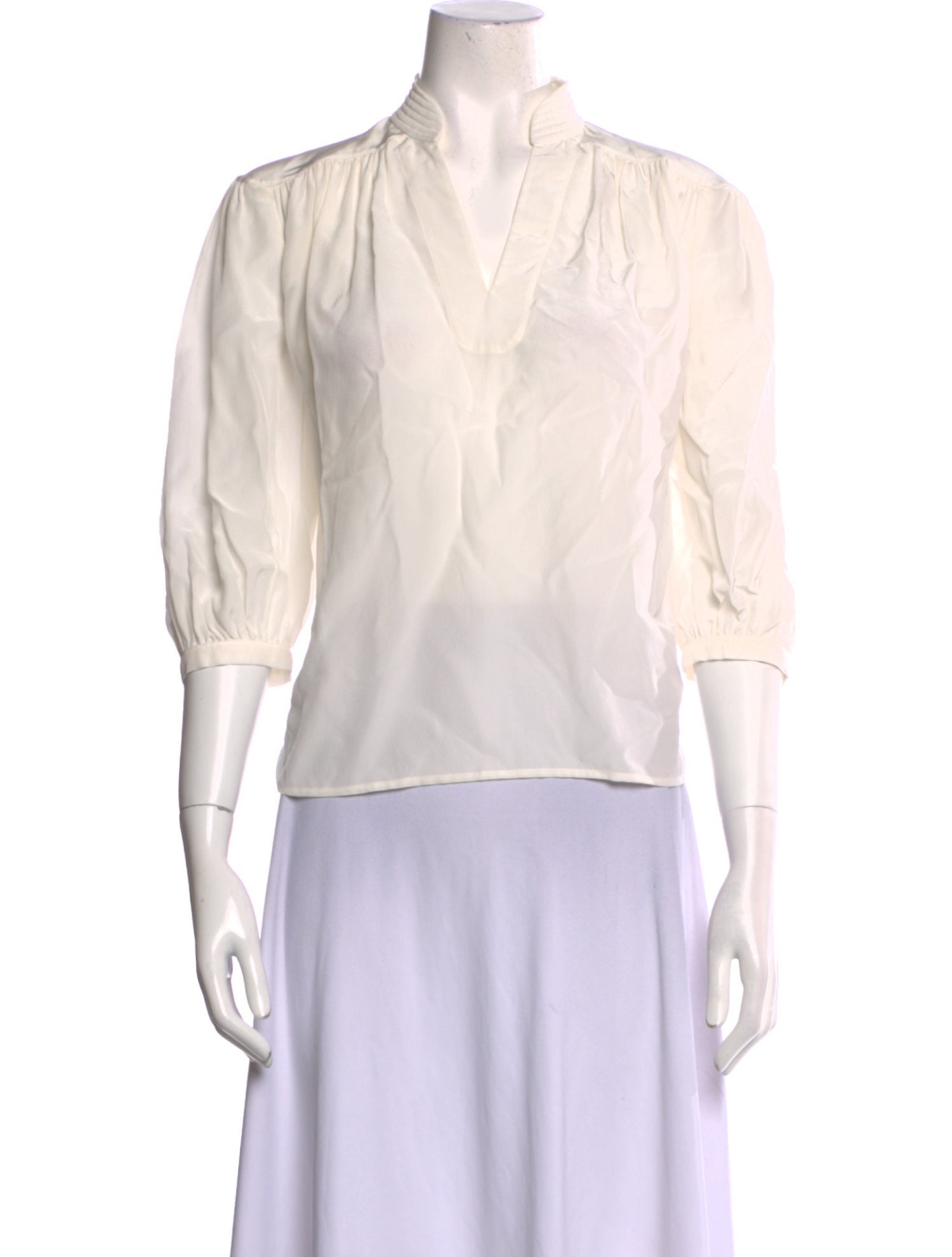 FRAME Silk V-Neck Blouse