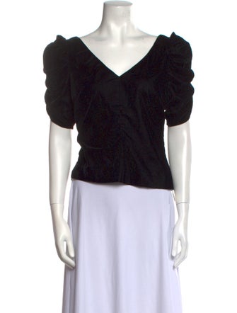 FRAME V-Neck Short Sleeve Crop Top