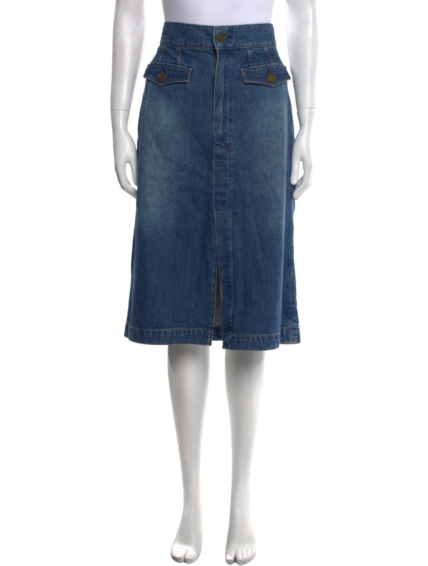 FRAME Distressed Accents Knee-Length Skirt