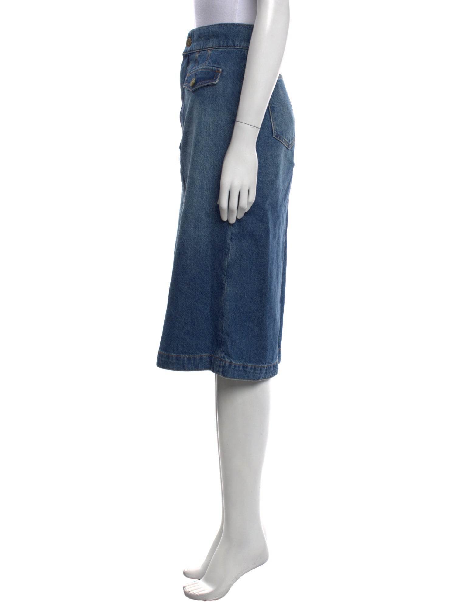 FRAME Distressed Accents Knee-Length Skirt