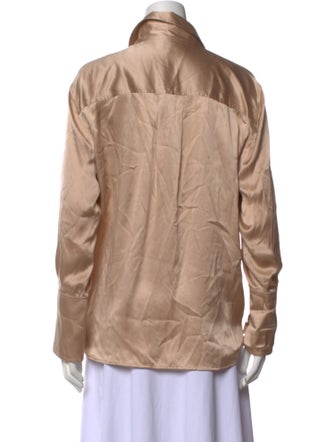 FRAME Silk Long Sleeve Button-Up Top