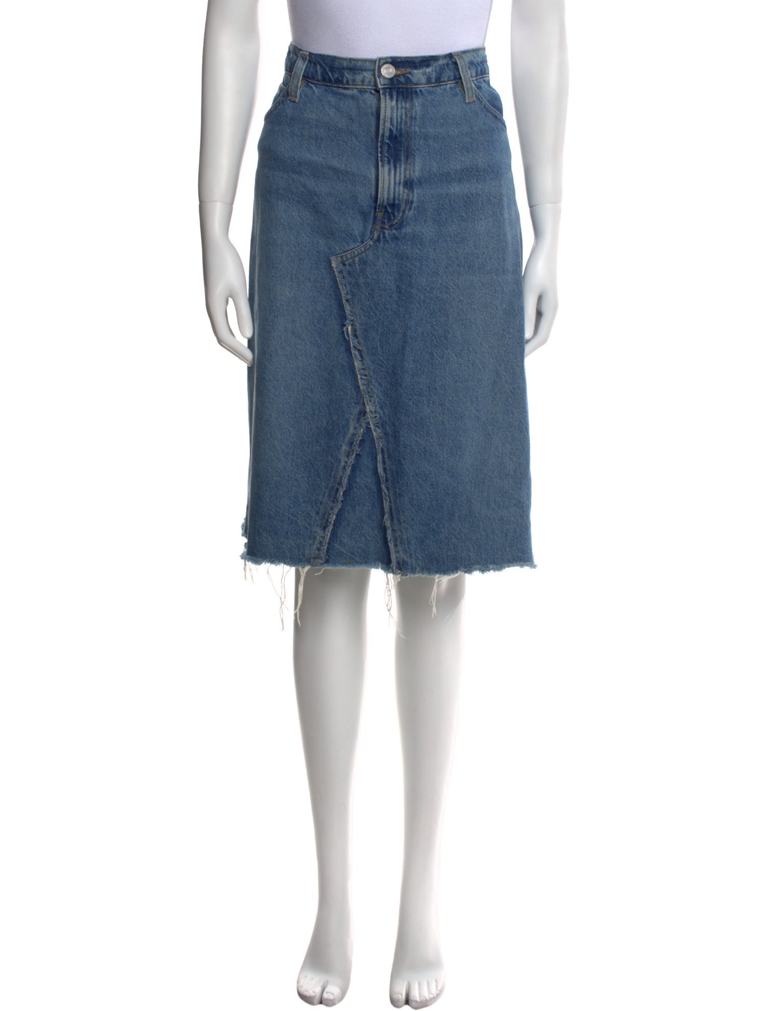 FRAME Raw-Edge Trim Knee-Length Skirt