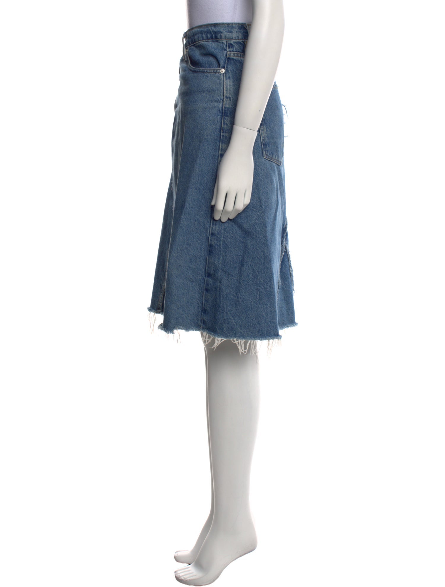 FRAME Raw-Edge Trim Knee-Length Skirt