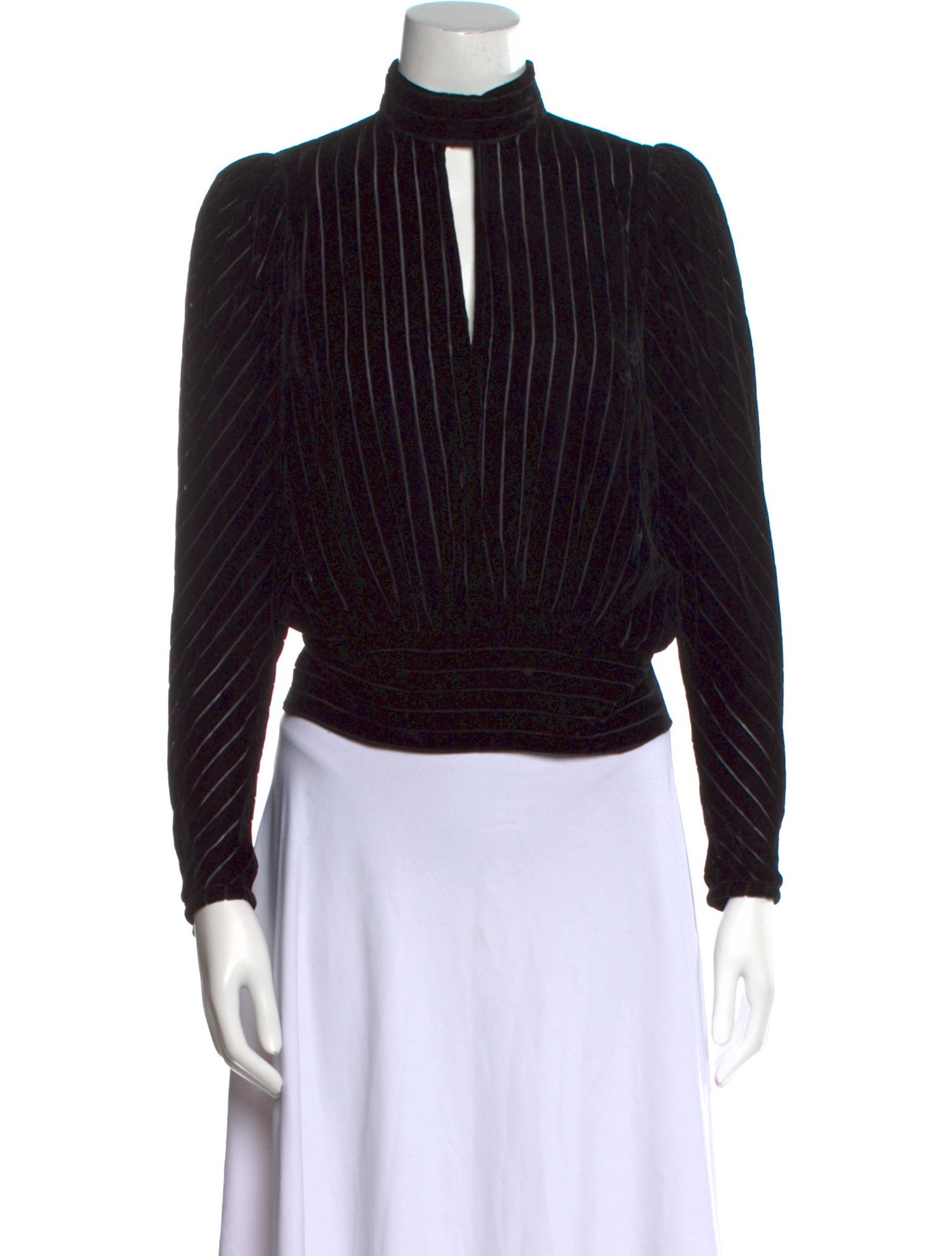 FRAME Striped Mock Neck Crop Top