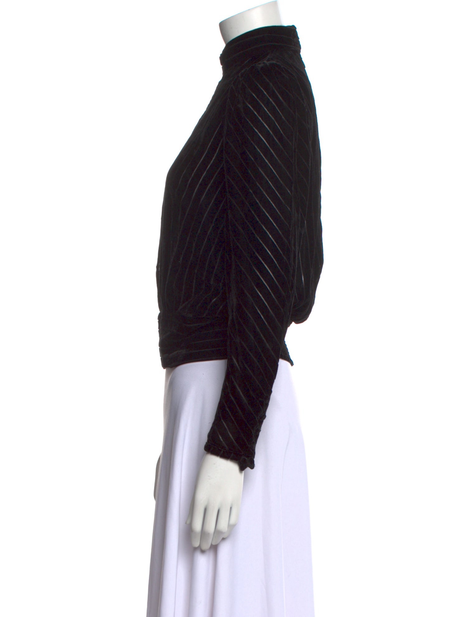 FRAME Striped Mock Neck Crop Top