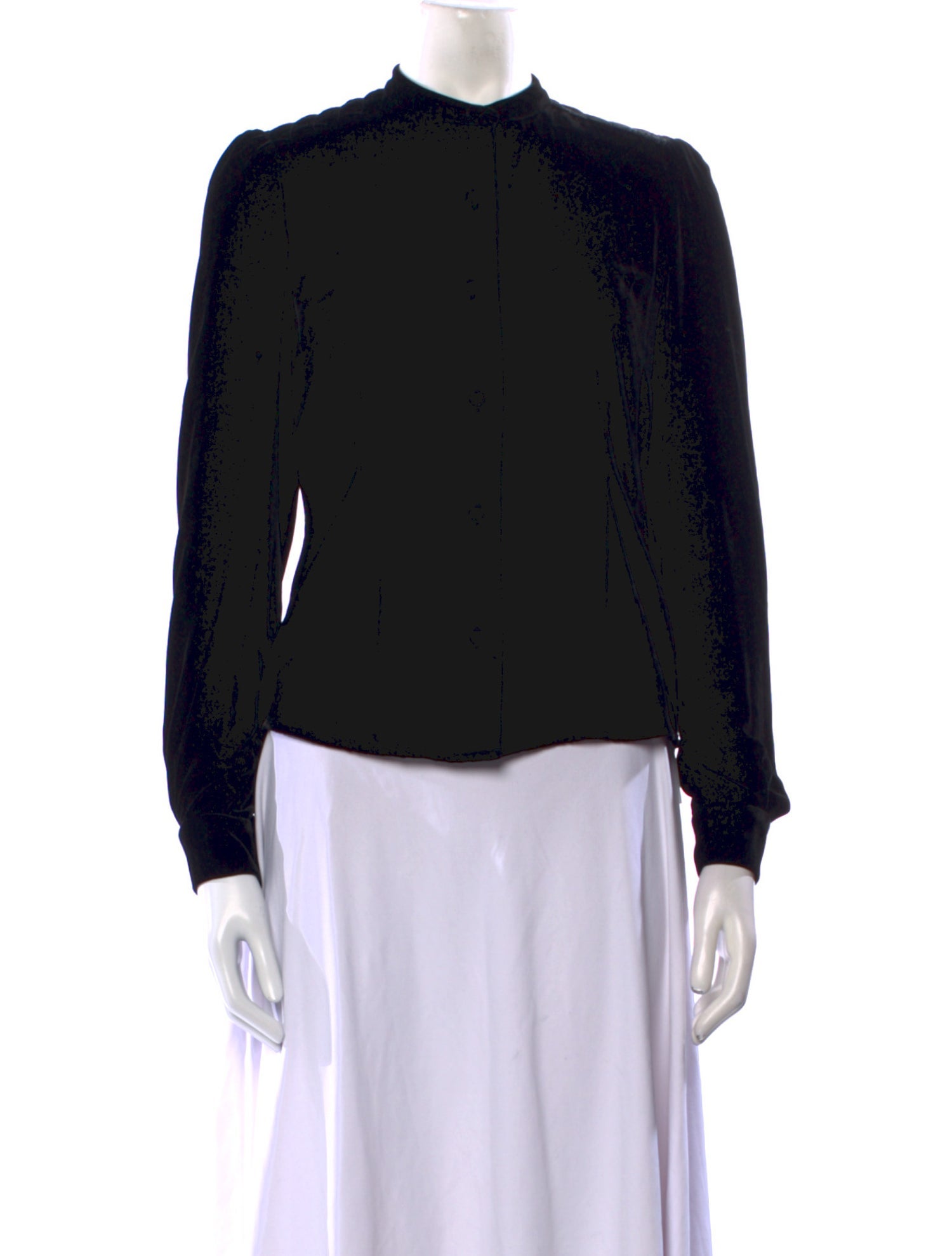 FRAME Mock Neck Long Sleeve Button-Up Top