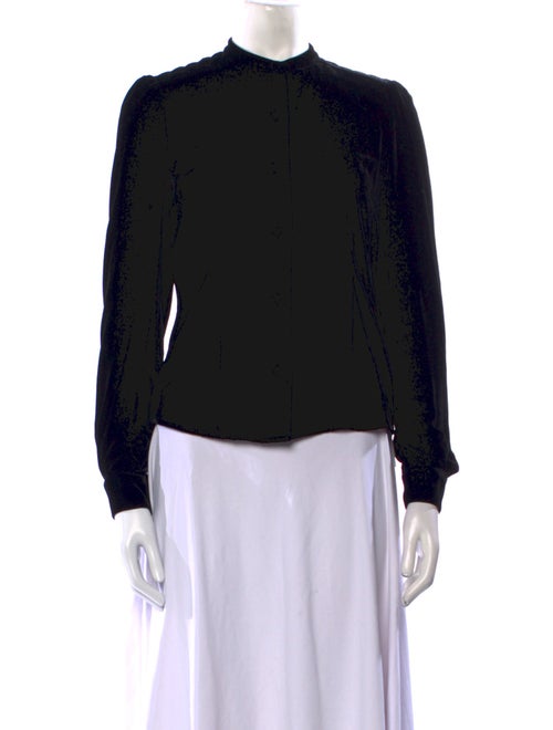 FRAME Mock Neck Long Sleeve Button-Up Top