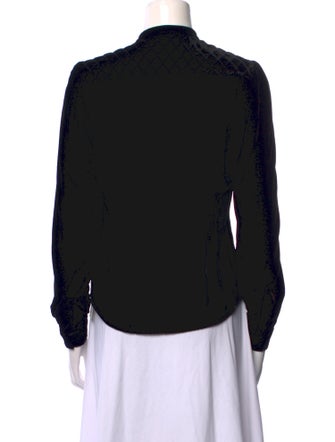 FRAME Mock Neck Long Sleeve Button-Up Top