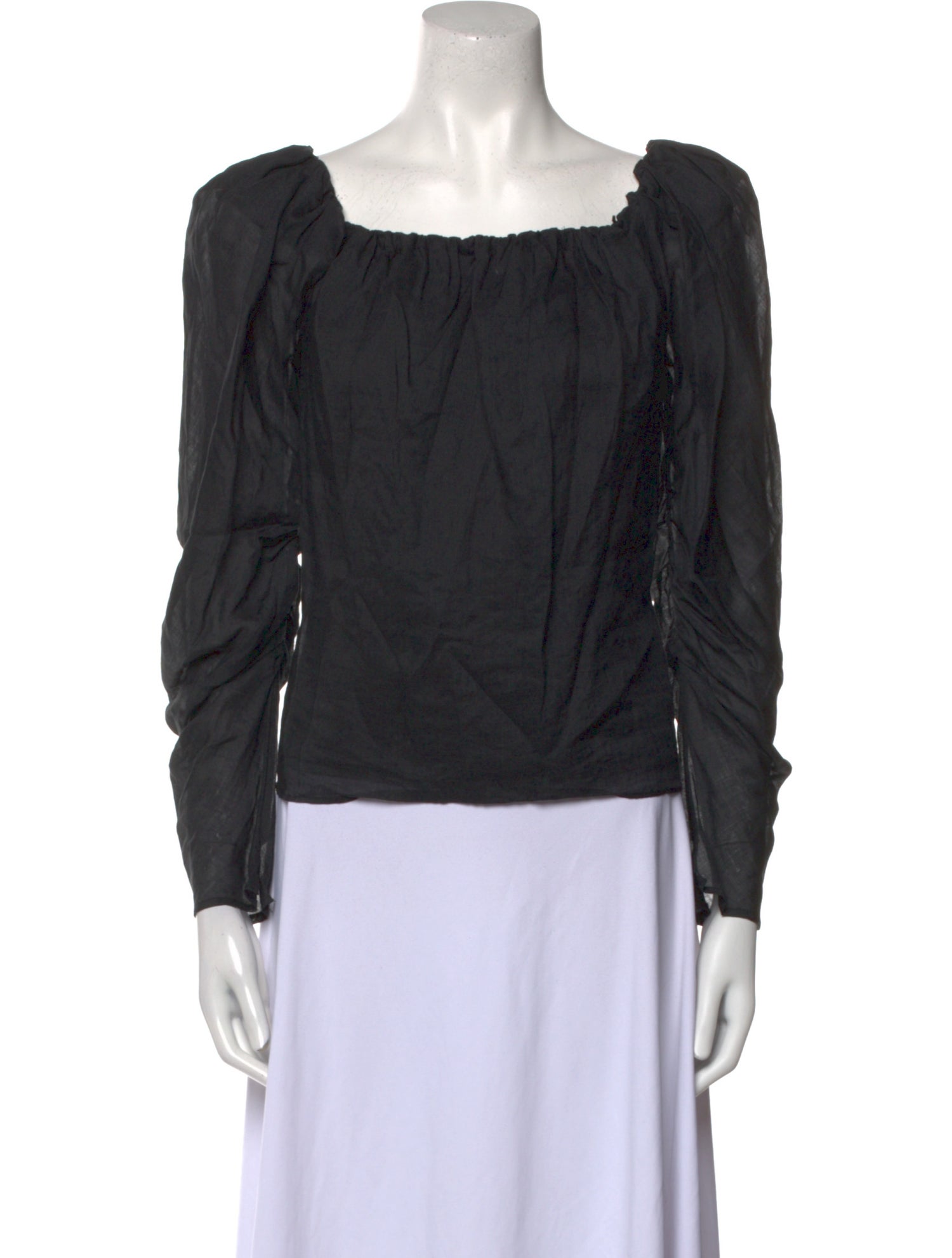 FRAME Square Neckline Long Sleeve Blouse